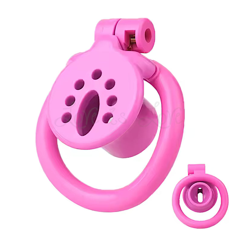 Resin Inverted Sissy Cock Cage #3252 4 Rings Pink