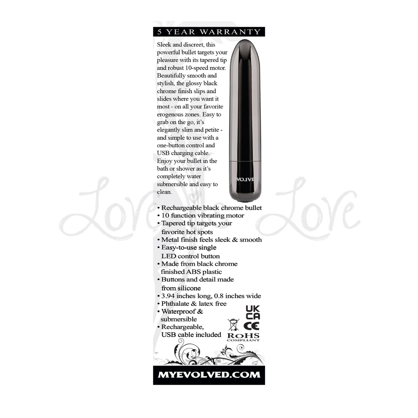 Evolved Real Simple Rechargeable Bullet Vibrator Black Chrome