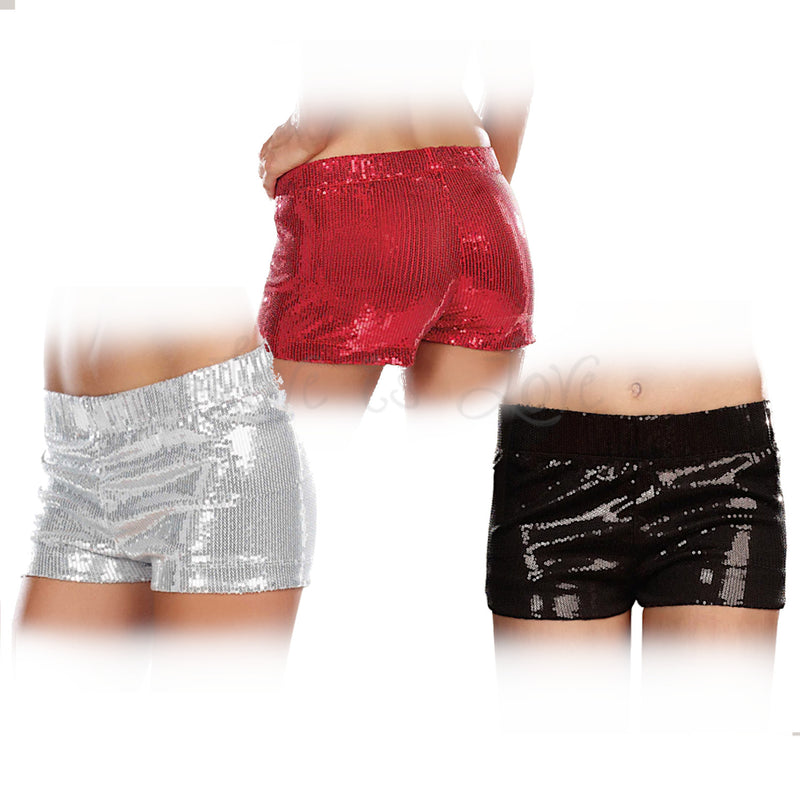 Dreamgirl 7791 Glam Short Silver, Red or Black Size M/L