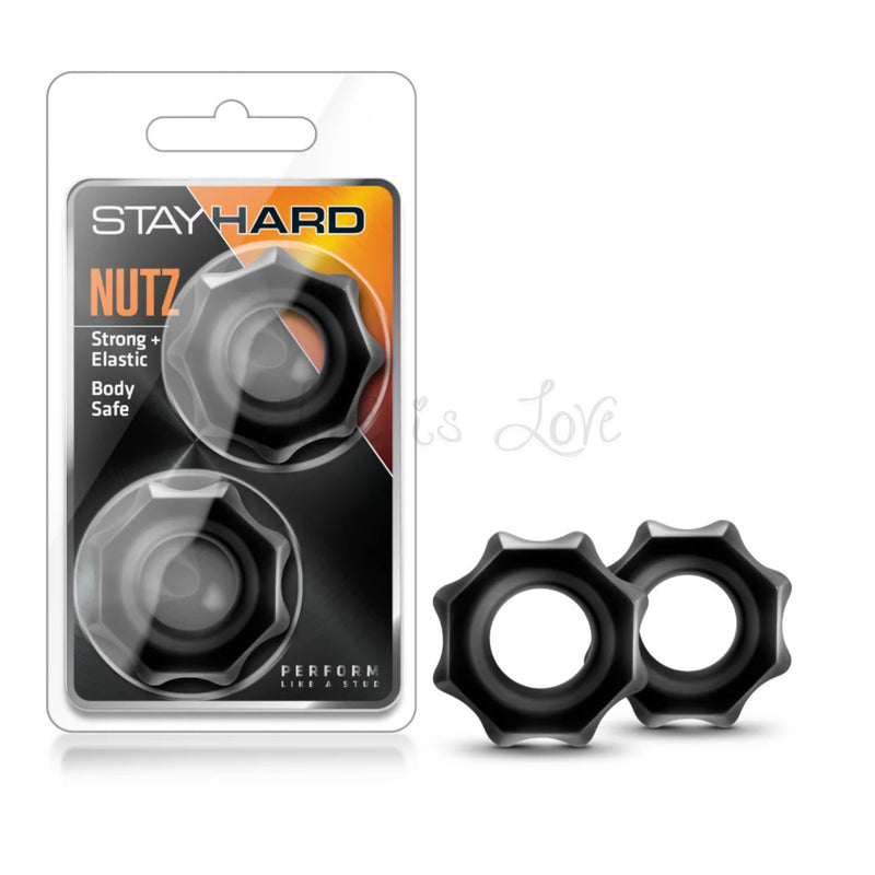 Blush Stay Hard Nutz Cockring 2-Pack Black