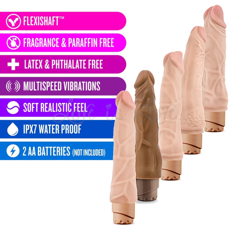Blush Dr. Skin Cock Vibe Realistic Vibrating Dildo Series - Tan / Beig