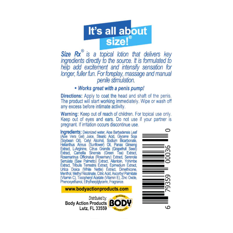 Body Action Size Rx Male Excitement Formula 60 ml 2 fl oz