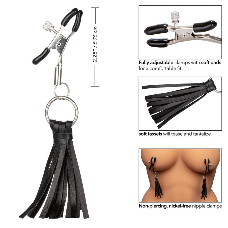 CalExotics Nipple Play Playful Tassels Nipple Clamps Gold or Black