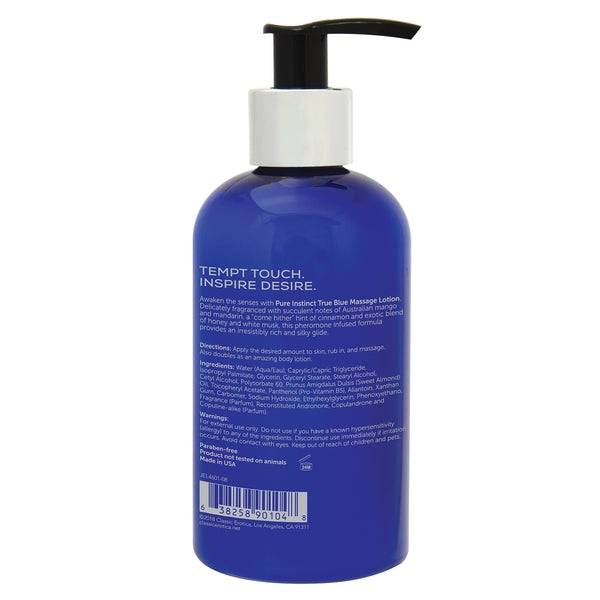 Class Erotica Pure Instinct Pheromone Infused Massage Body Lotion True Blue 8oz/236ml