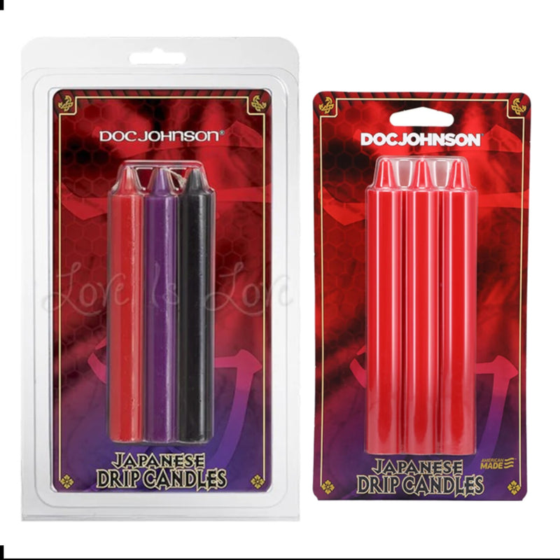 Doc Johnson Japanese Drip Lower Temperatures Candles 3-Pc Pack Red