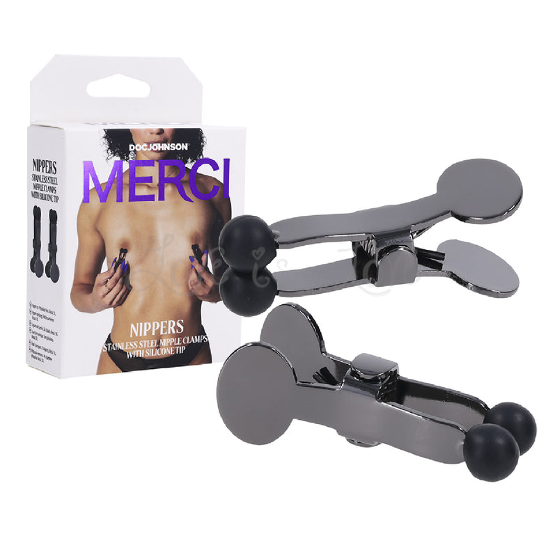 Doc Johnson Merci Nippers Stainless Steel Nipple Clamps with Silicone