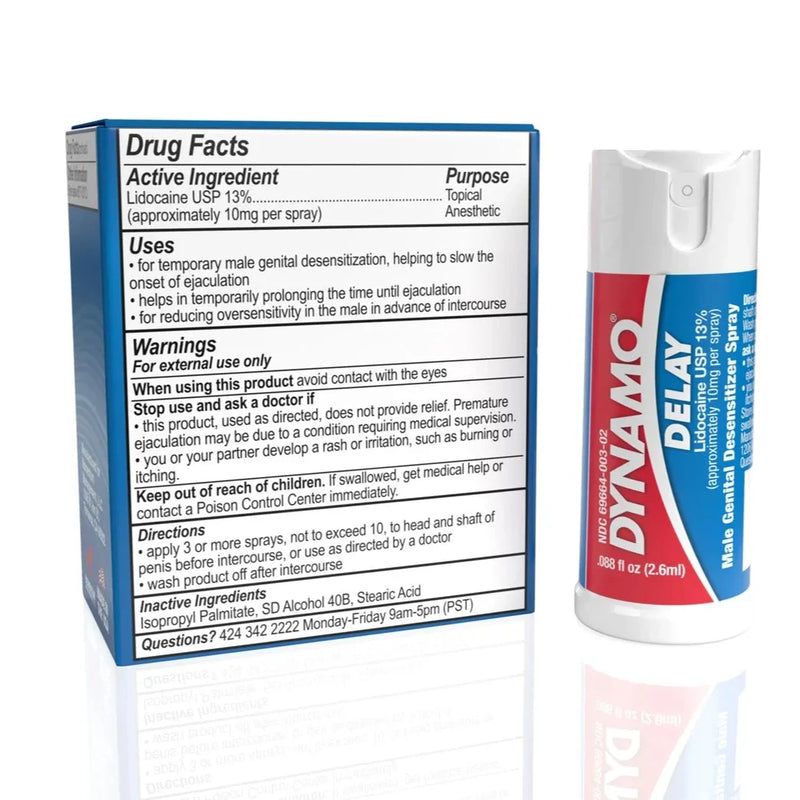 Dynamo Delay Male Genital Desensitizer Spray 2.6 ML or 22.2 ML or Delay Wipe
