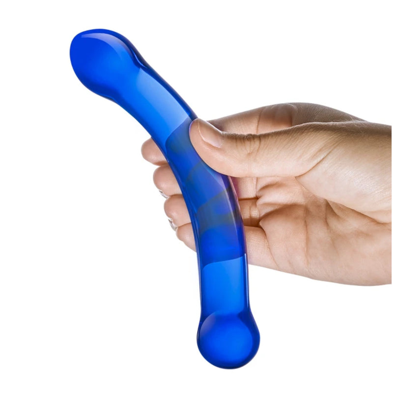 Glas 6 Inch Curved G-spot Glass Dildo Blue