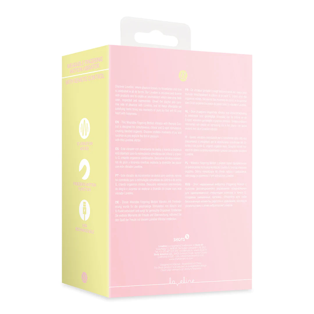 Shots LoveLine Wearable Fingering Motion Vibrator with Remote Control Cherry Chiffon (Liimited Period Sale)