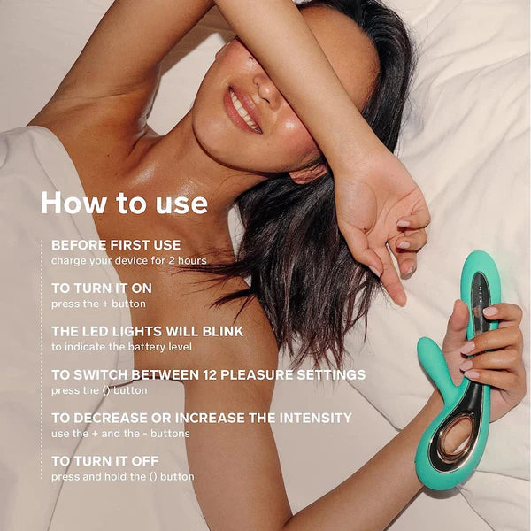 Lelo Soraya 2 G-Spot and Clitoral Dual Stimulation Rabbit Vibrator Aqua or Black or Deep Rose