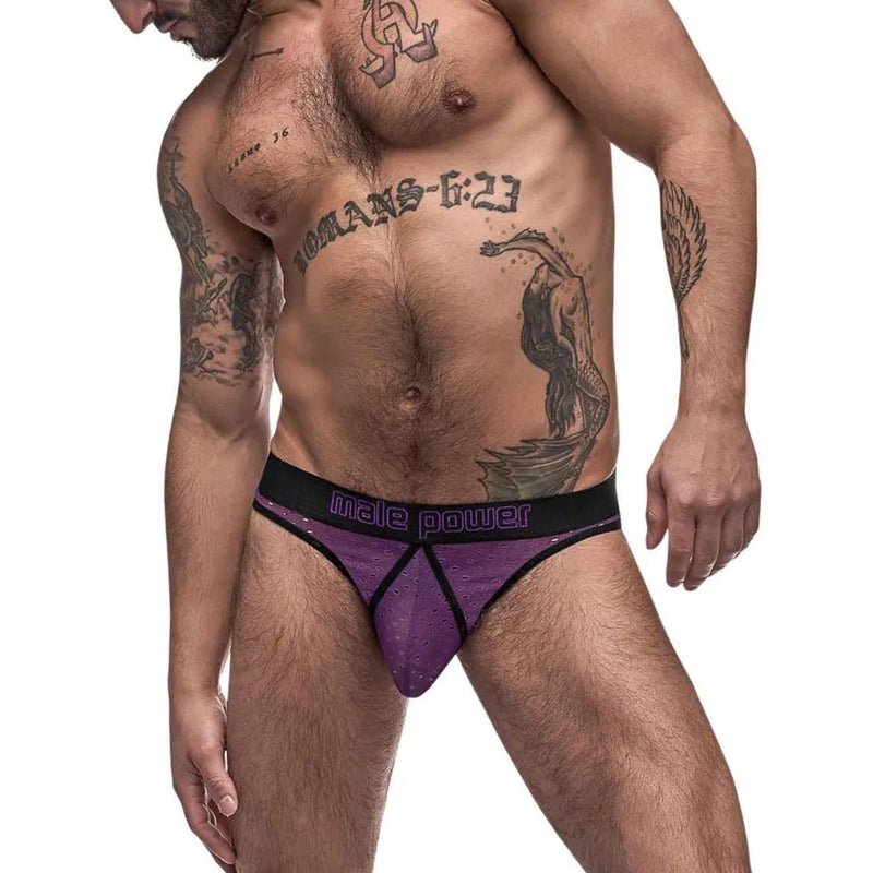 Male Power Airotic Mesh Butt Out Bikini Purple Small
