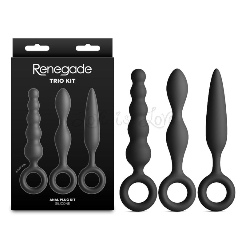 NS Novelties Renegade Trio Kit Black Silicone Anal Plug Training Set 3-Piece