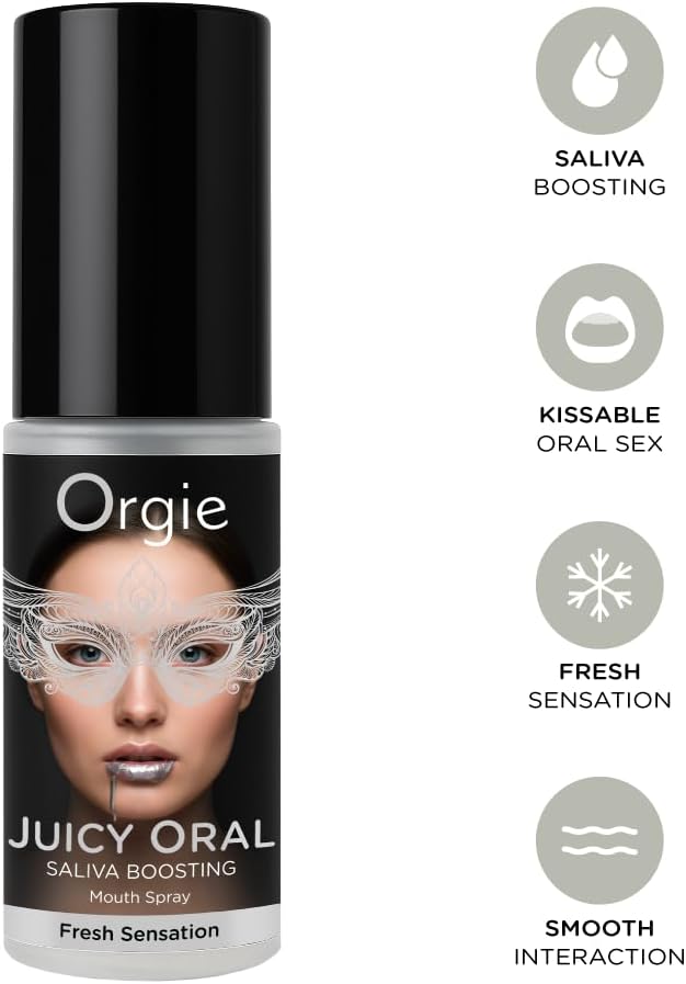 Orgie Juicy Oral Saliva Boosting Mouth Spray 15ml 0.5 fl oz - Mint Intimate Hydration Lubricating Spray