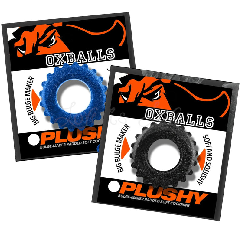 Oxballs PLUSHY Super-Cushy flexTPR Cock Ring: Black Mica or Blue Fire