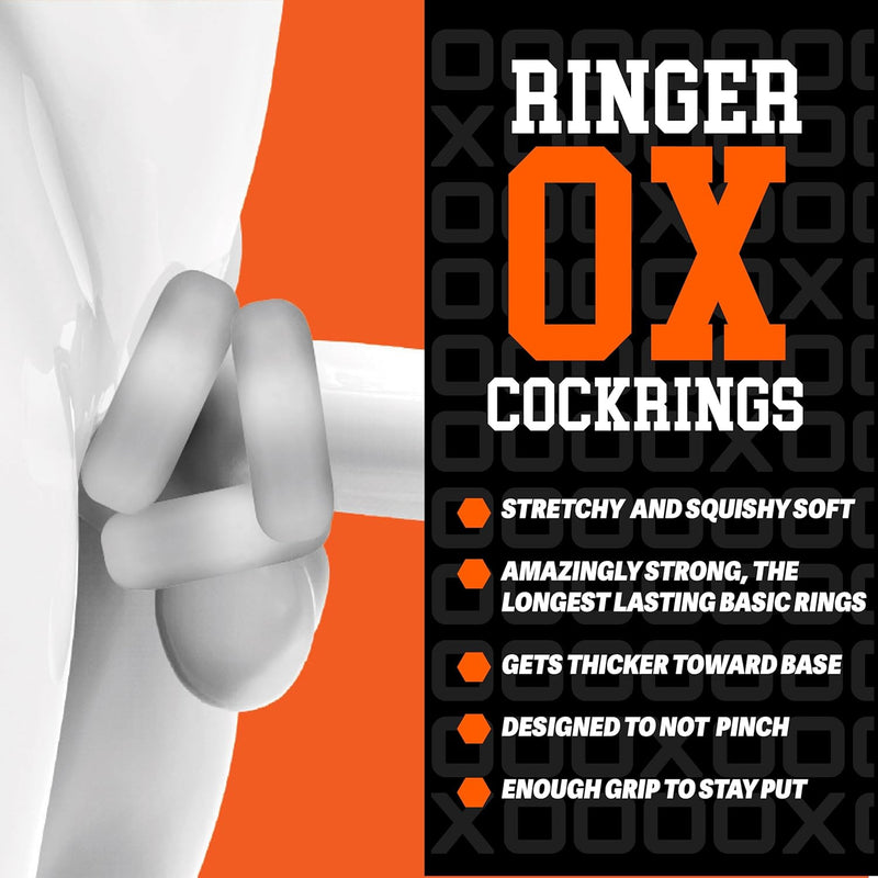 Oxballs Ringer 3-Pack Cock Ring - Night Edition, Black, Steel, Clear, Multi-Color OX-1324
