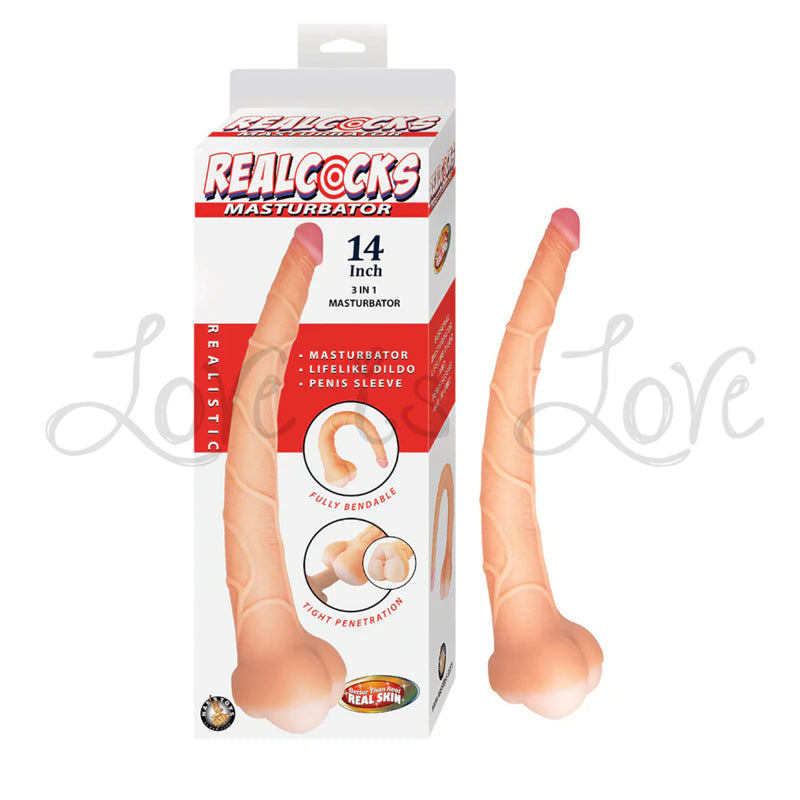 Nasstoys Realcocks Masturbator 3-in-1 Dildo, Sleeve & Stroker 14 inch