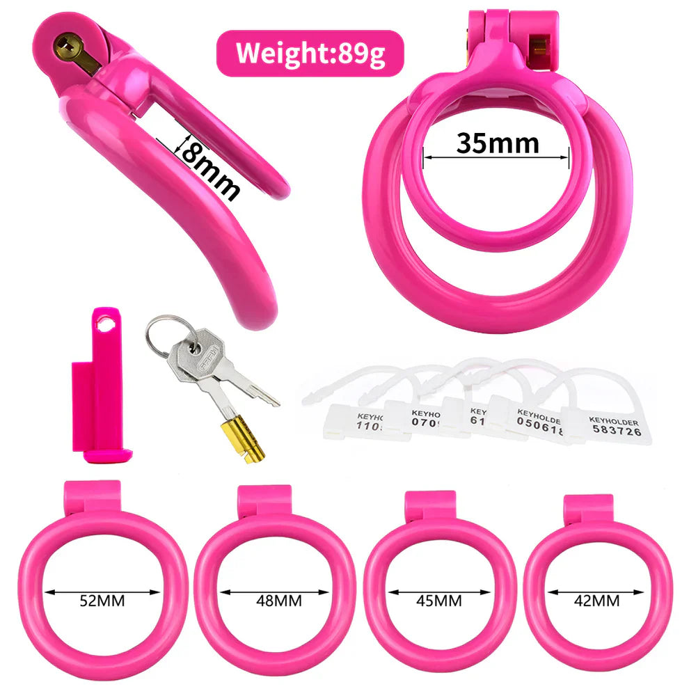 Resin 3D Printed Dual Cock Ring Chastity Cage #215 4 Rings Pink