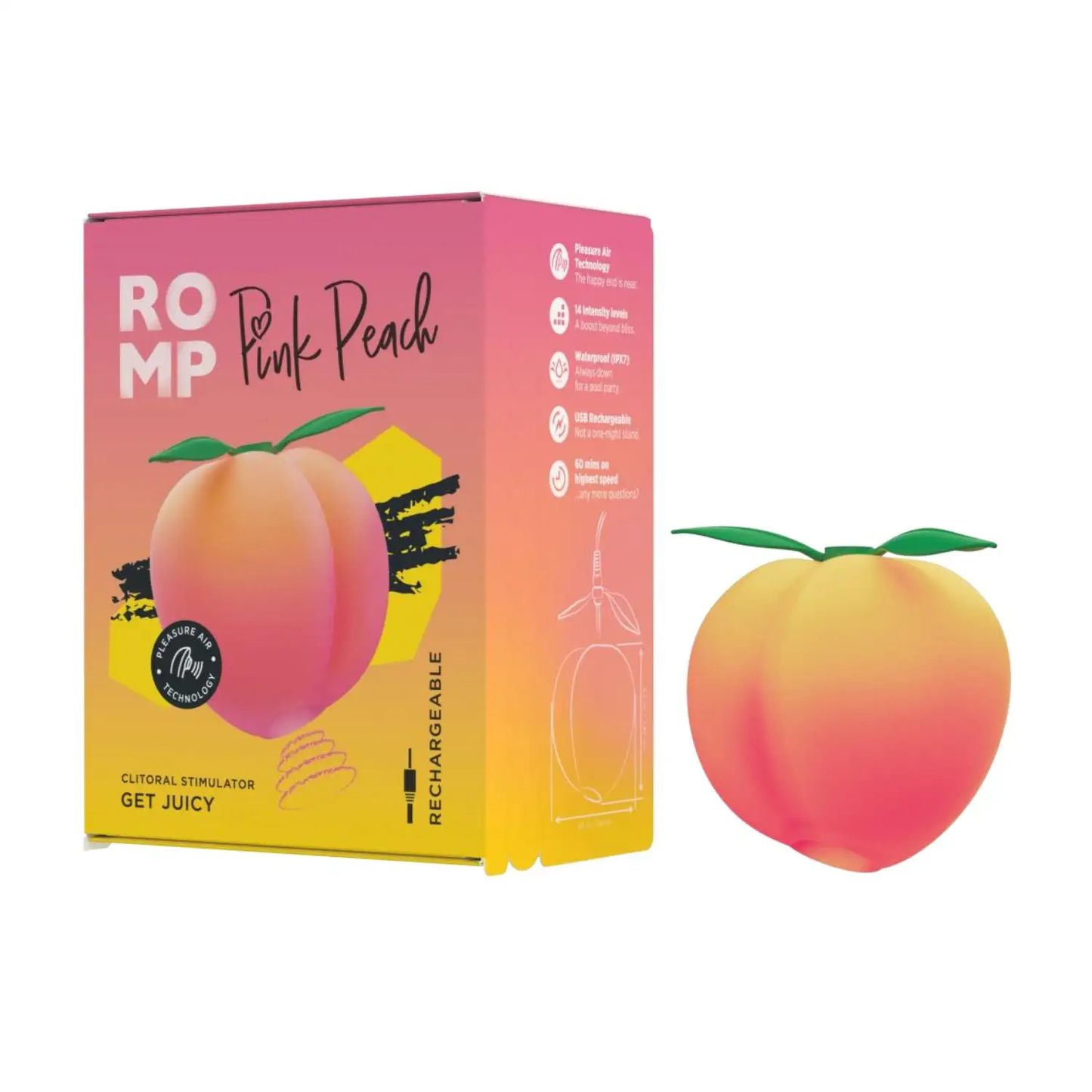 Romp Pink Peach Clitoral Suction Stimulator Get Juicy