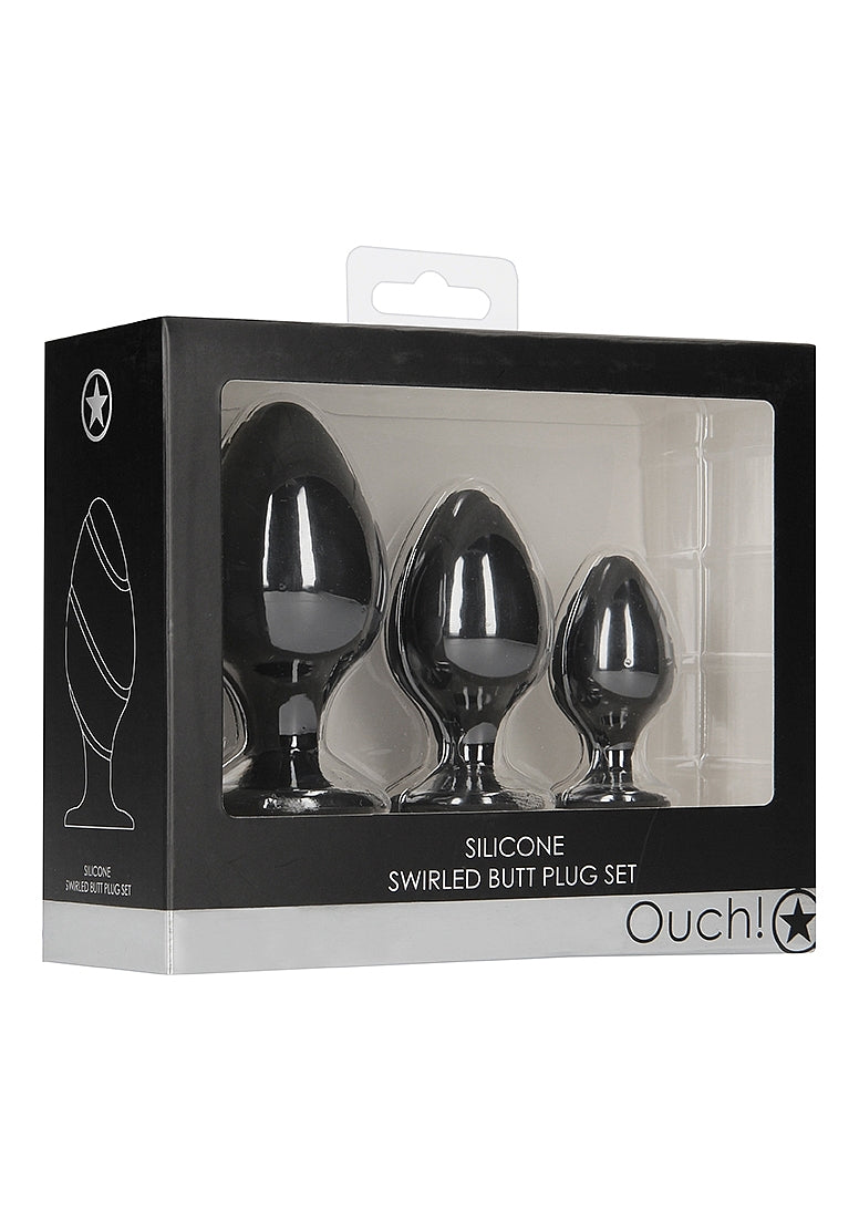Shots Ouch! Swirled Butt Plug Set Black