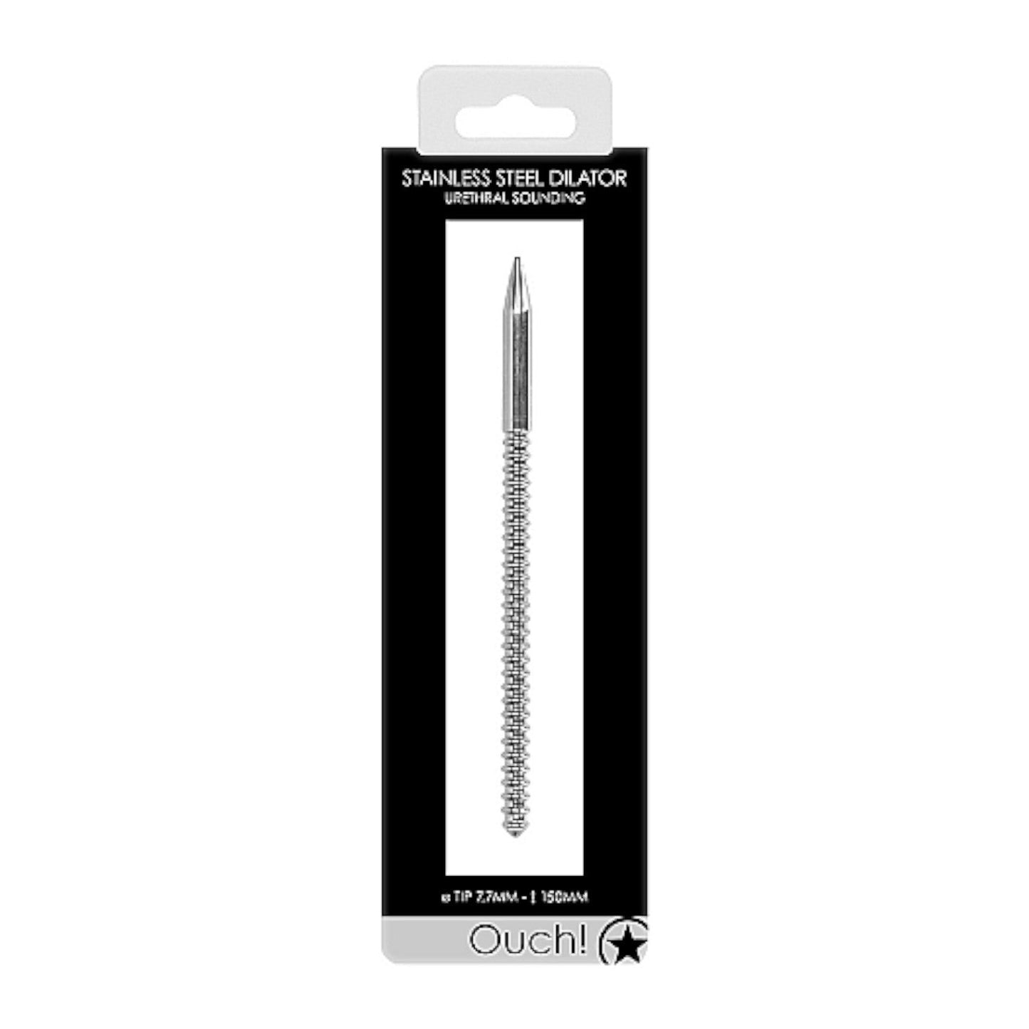 Shots Ouch! Urethral Sounding Ribbed Stainless Steel Dilator 7.7mm