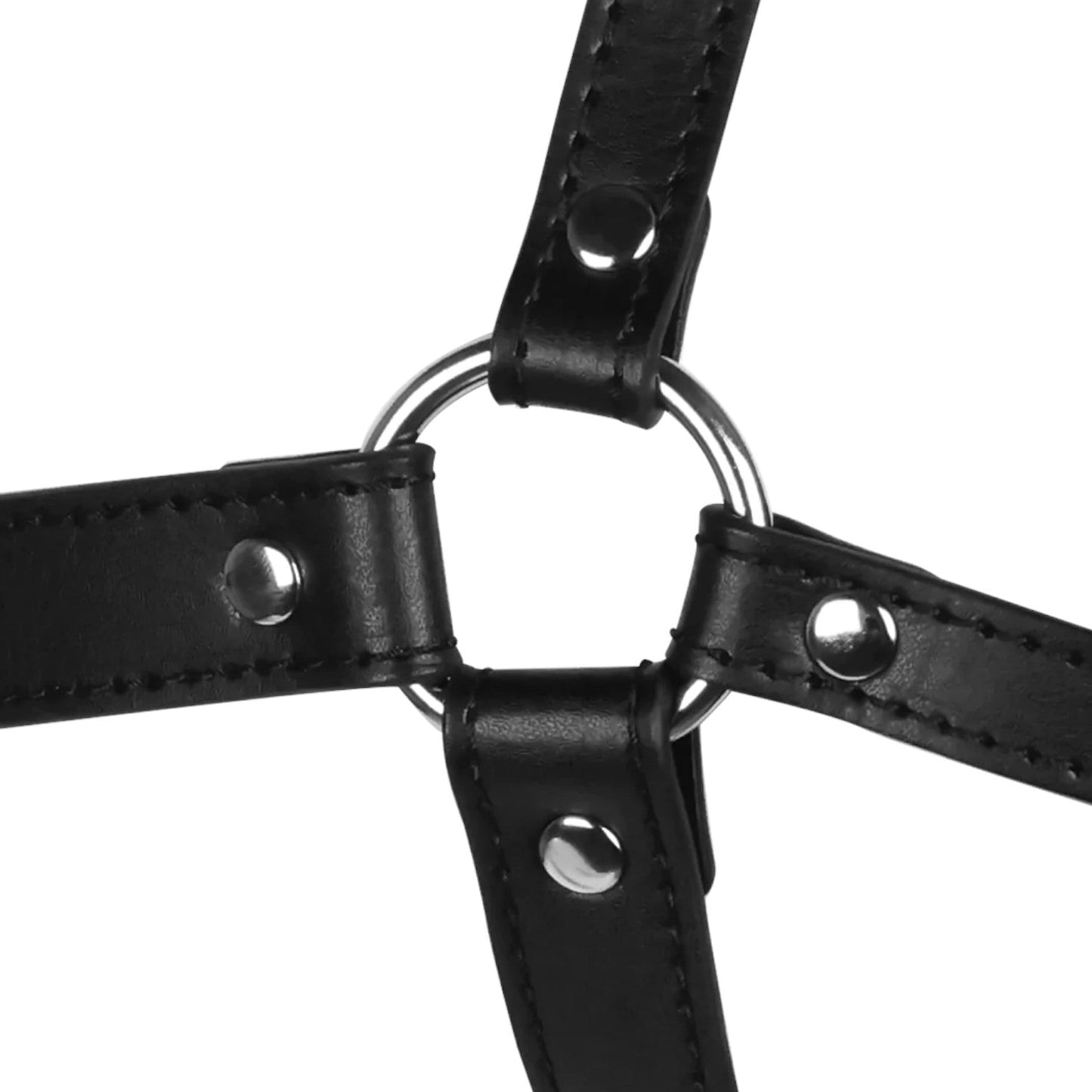 Shots Ouch! Xtreme Blindfolded Head Harness with Solid Ball Gag Black