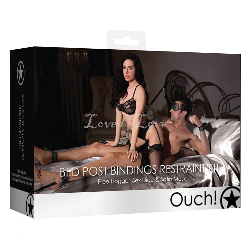 Shots Ouch!?Bed Post Bindings Restraint Kit Black