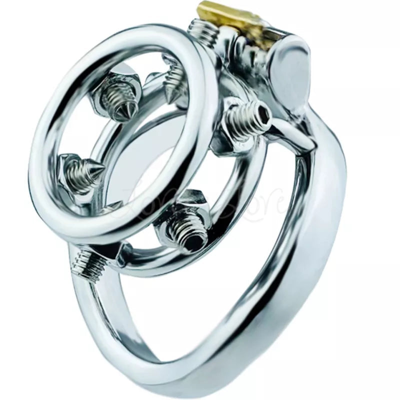 Stainless Steel Open Chastity Ring with Pointed Screws Chastity Cage #