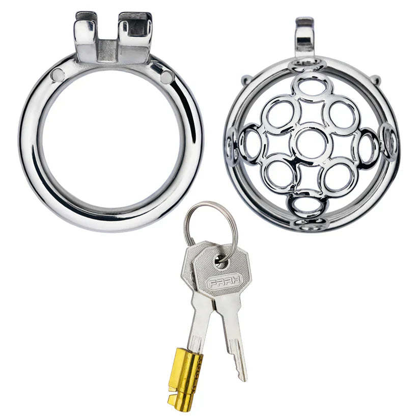 Stainless Steel Welded Circles Chastity Cage 45 mm Round Ring #172C