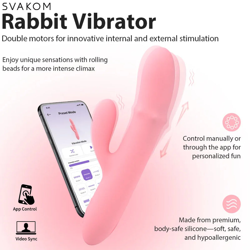 Svakom Mora Neo App-Controlled Interactive Rabbit Vibrator with Thrust
