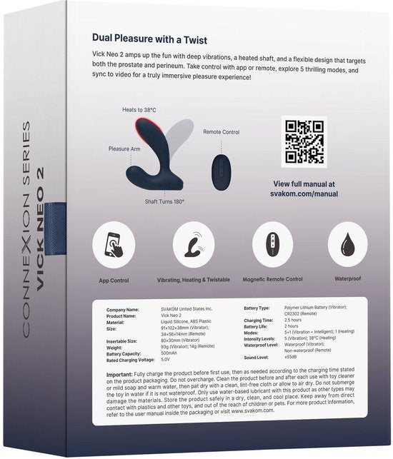 Svakom Vick Neo 2?Heating Poweful Plug Vibrator with Magnetic Remote