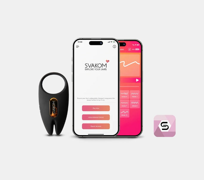 Svakom Winni 2 Wearable App-Controlled and Remote Control Vibrating Penis Ring Black (Brand New Packaging Design)
