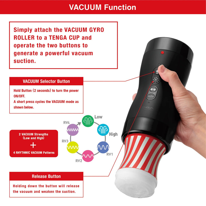Tenga Vacuum Gyro Roller Suction x Rotation Masturbator Plus 1 Rolling Cup