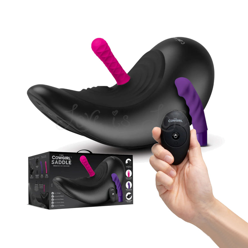 The Cowgirl Saddle Premium Sex Machine With 2 Attachments And Remote V
