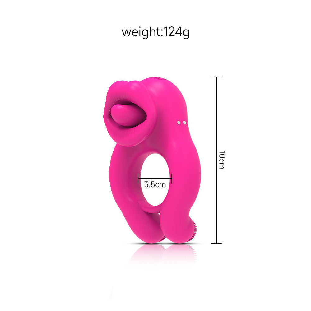 Vibrating Tongue and Ball Stimulation Cock Ring (Limited Period Sale)