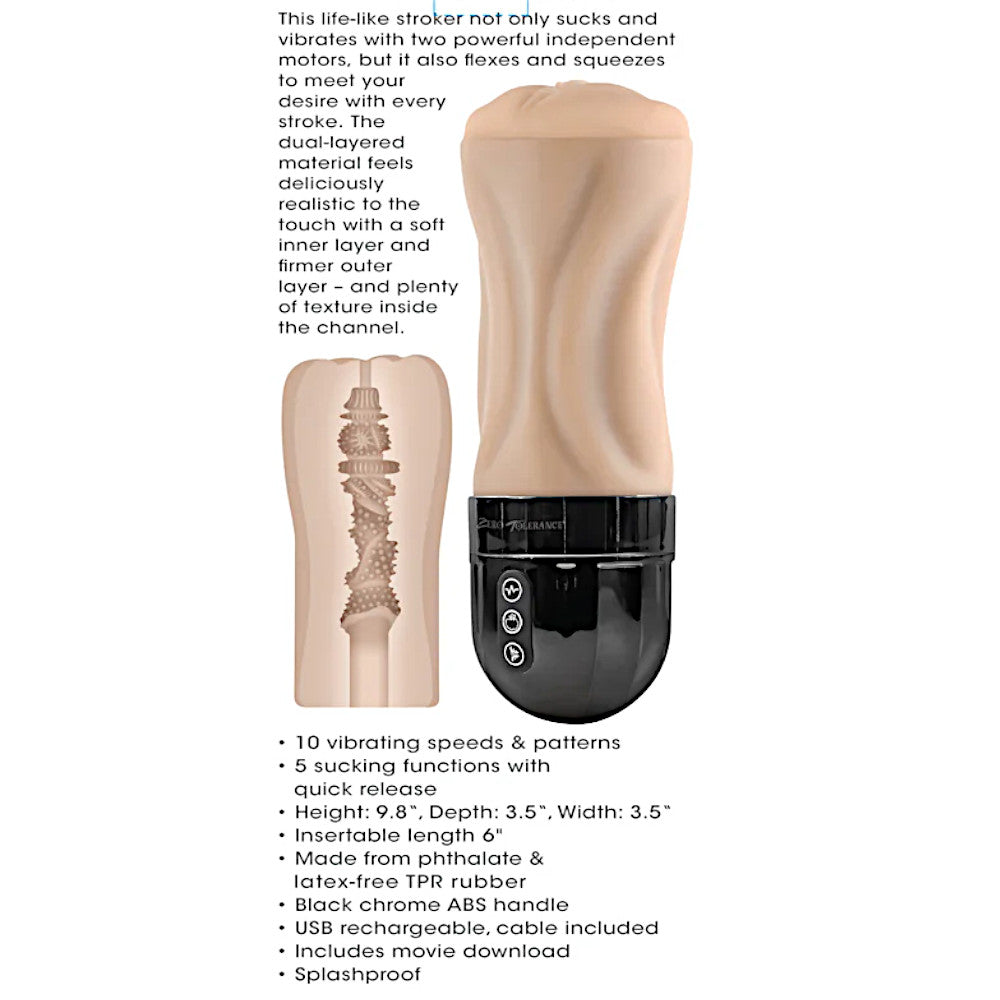 Zero Tolerance Tight Lipped USB Rechargeable Sucking and Vibrating Stroker Light