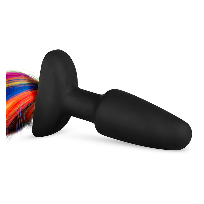 Easytoys Silicone Anal Plug with Rainbow Pony Tail