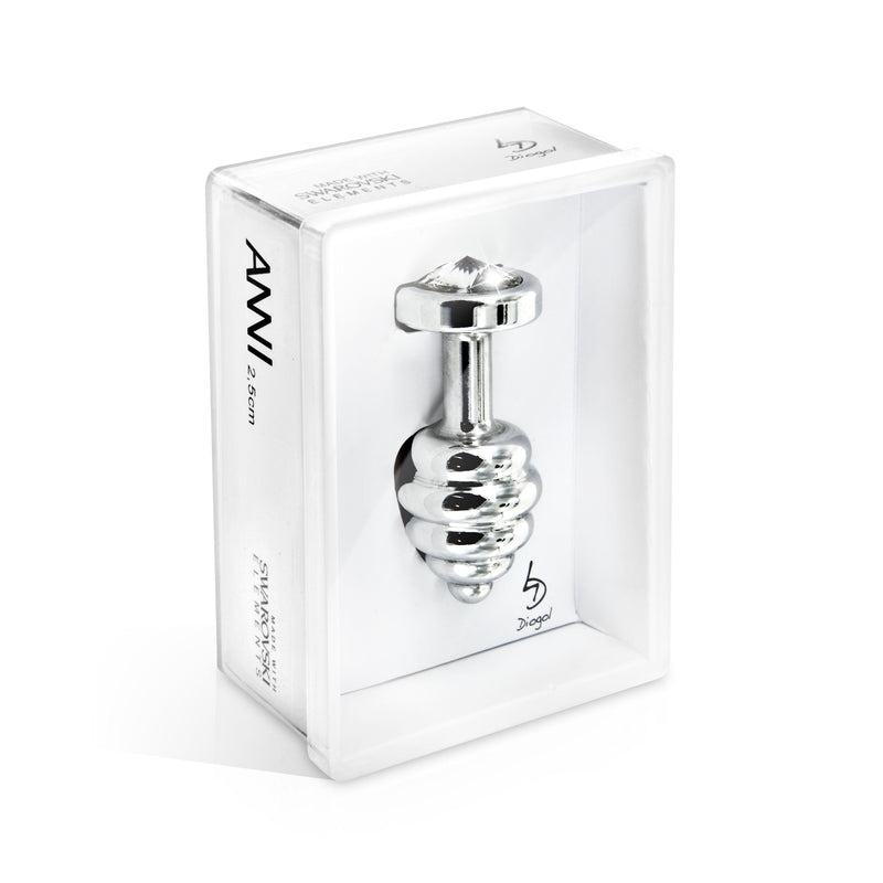 Diogol Ano Butt Plug Ribbed Silver Plated 25 MM or 30 MM (Swarovski Crystal)
