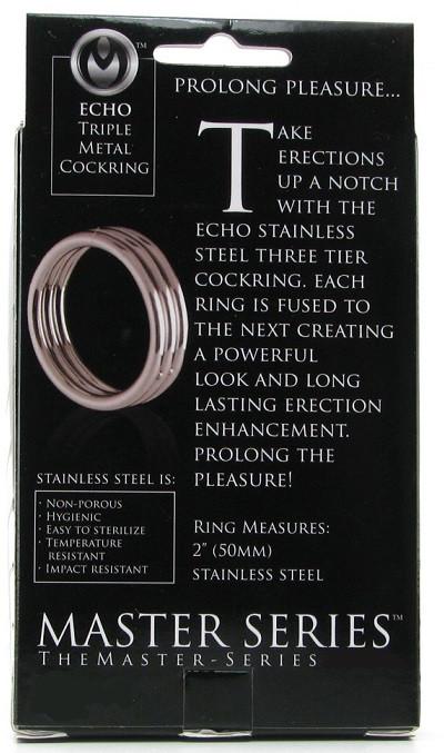 Master Series Echo Stainless Steel Triple Cock Ring 2 Inch