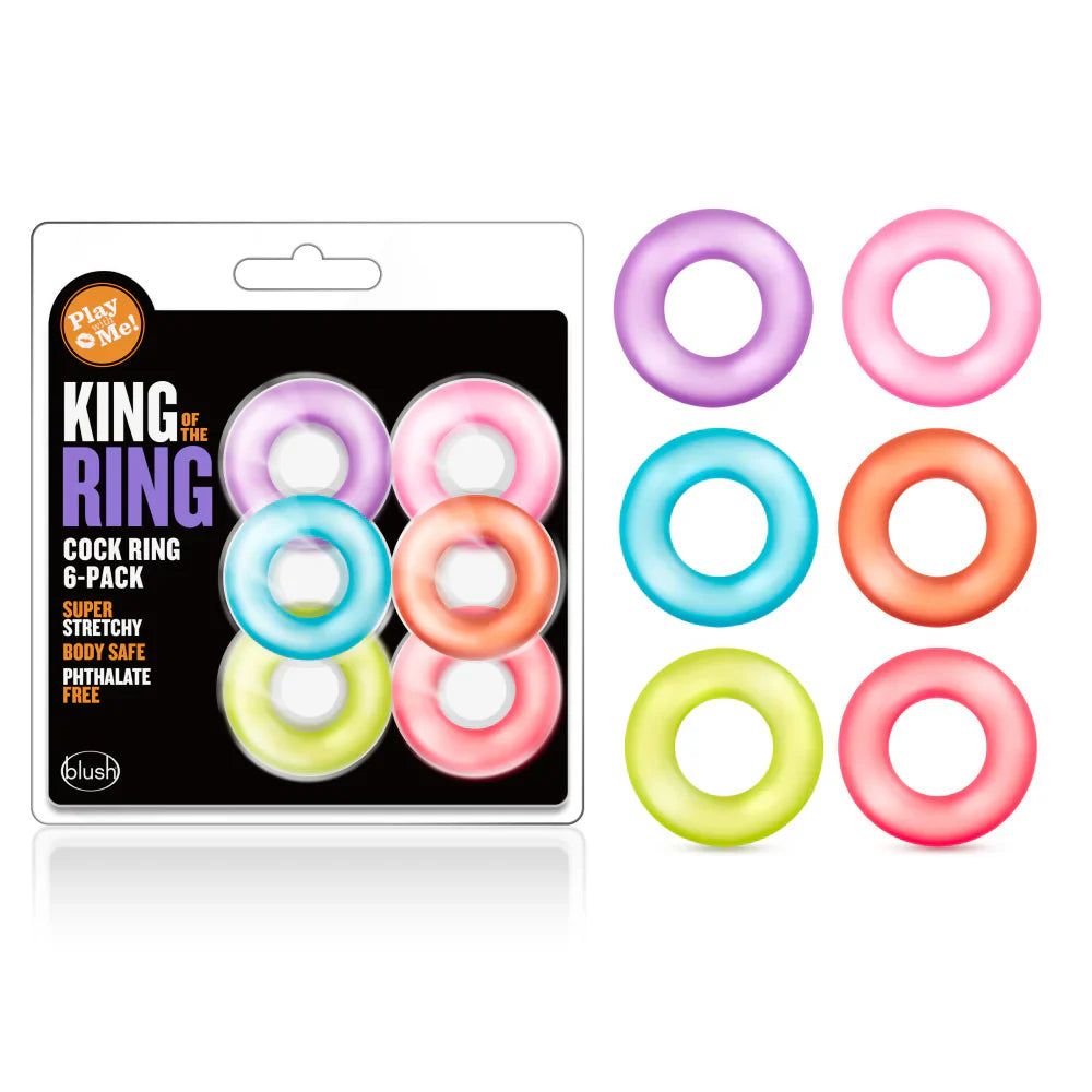 Blush Play With Me King of the Ring Cockring (6-Pack Assorted Colors)