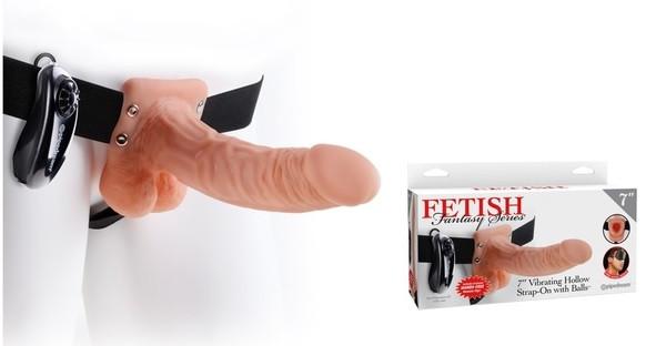 Fetish Fantasy Series 7 Inch Vibrating Hollow Strap-On With Balls