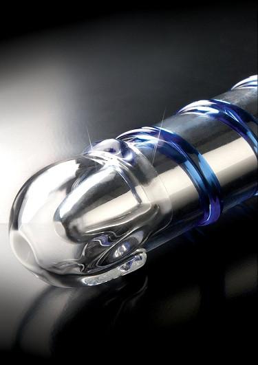 Icicles No. 20 Waterproof Glass Vibrator Blue Swirl Textured 7.5 Inch