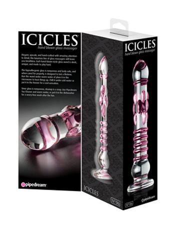 Icicles No. 6 Hand Blown Glass Massager With 8.5 Inch Pebbled And Ridged Shaft (Limited Period Sale)
