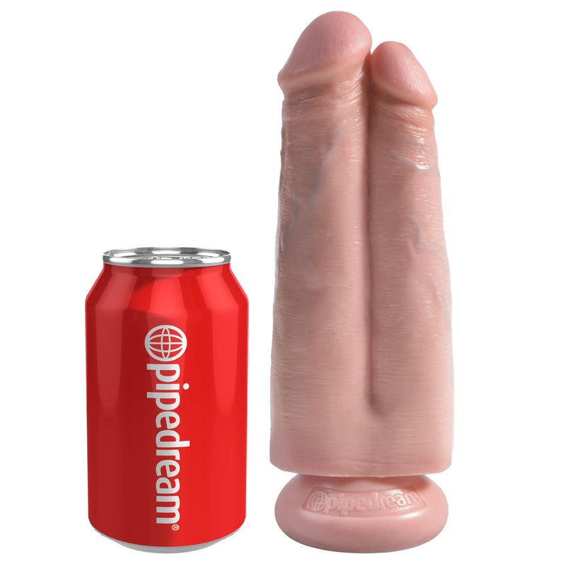King Cock 7 Inch Two Cocks One Hole Flesh
