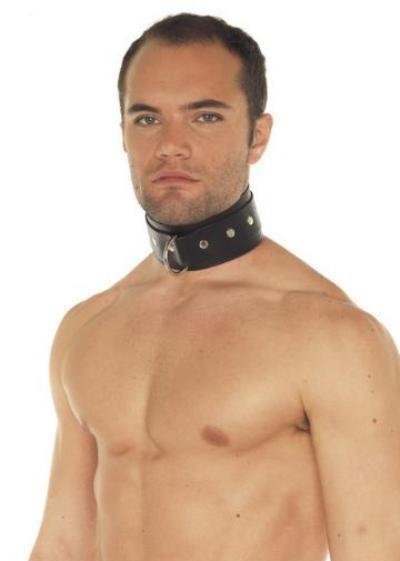 Rimba Wide Fleece Lined Leather Neck Cuff with D-Ring RIM 7654