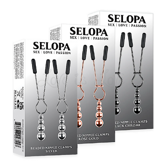 Selopa Beaded Nipple Clamps Stainless Steel Silver or Rose Gold or Bla