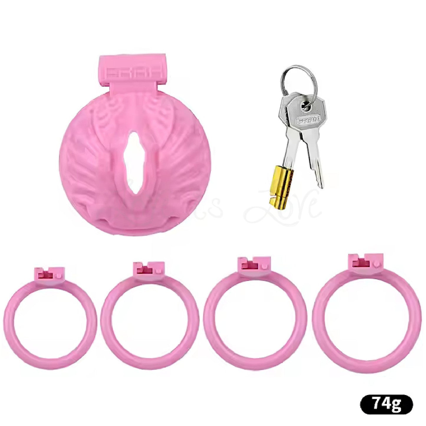 Resin Fishtail Chastity Cage 4-Piece Ring Kit Pink #3220
