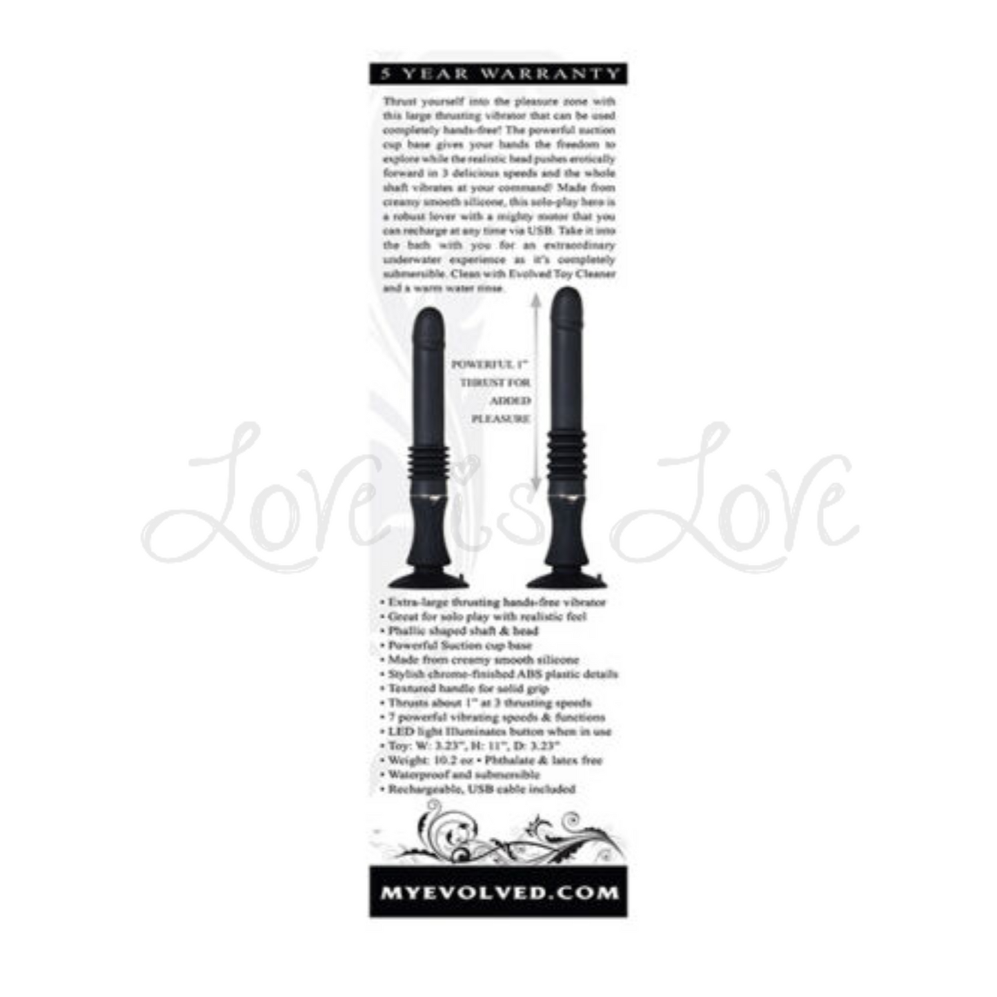Evolved Love Thrust Powerful Suction Cup Sex Machine USB Rechargeable
