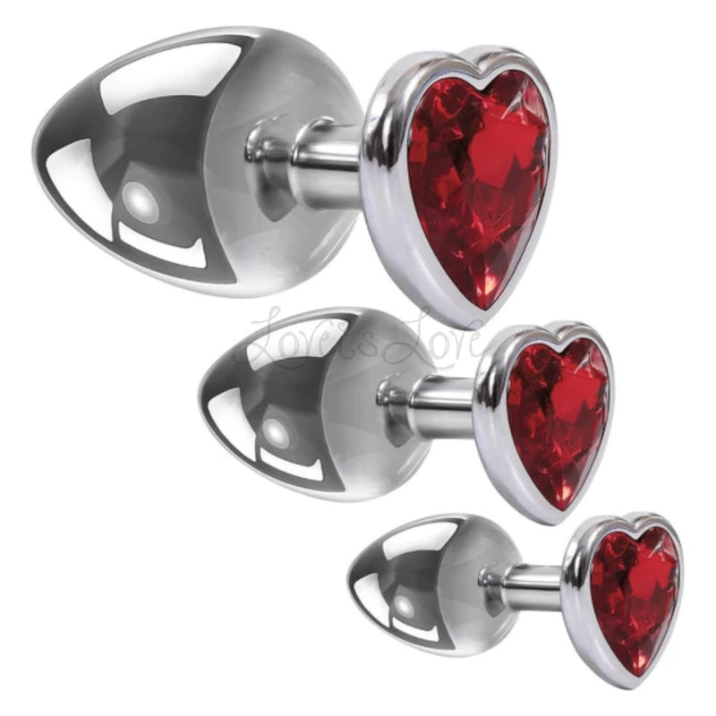 Adam & Eve Red Heart Gem Anal Plug - Set Available