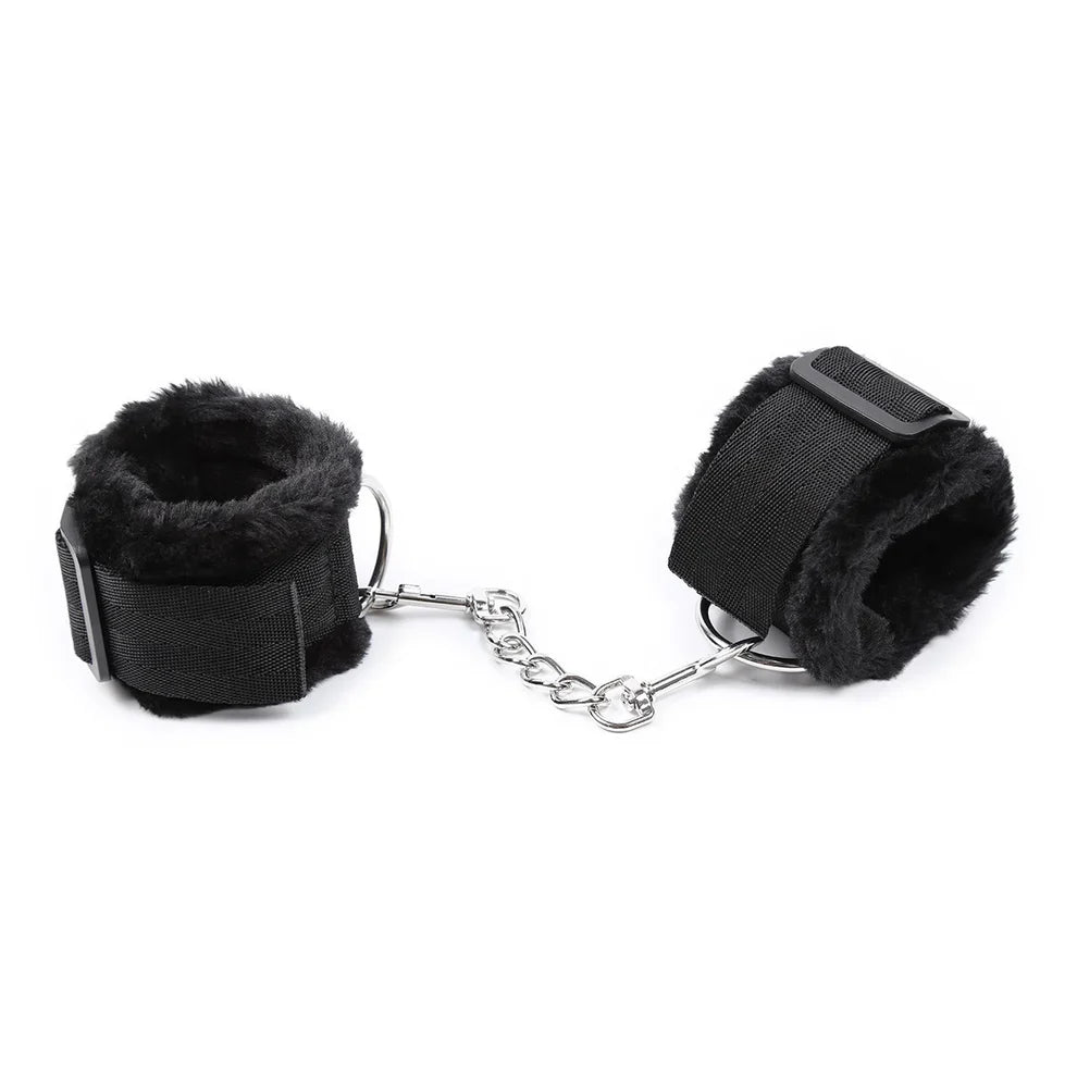Adjustable Furry Wrist Cuffs with Removable Chain