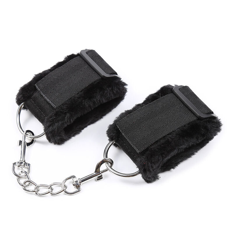 Adjustable Furry Wrist Cuffs with Removable Chain